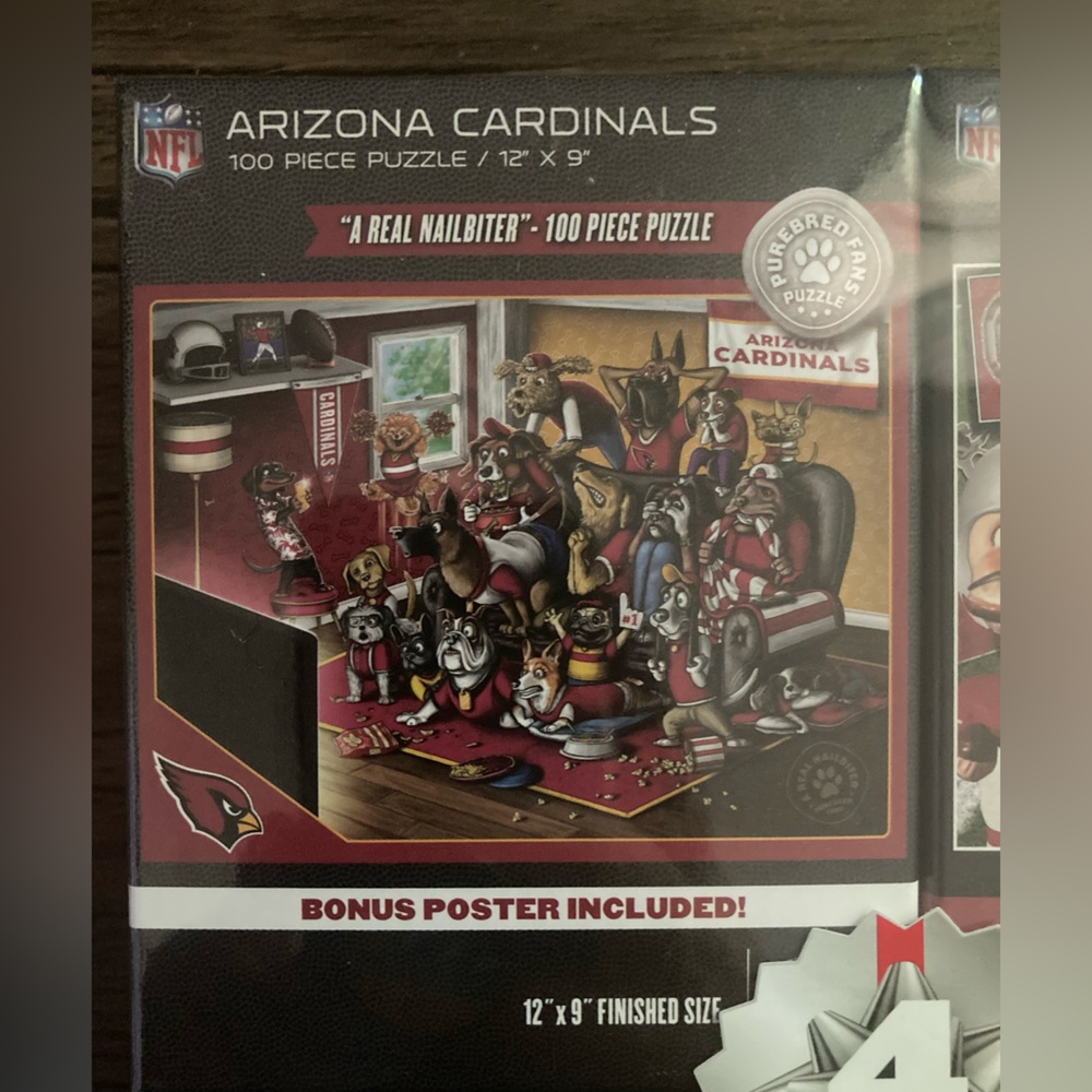 Arizona Cardinals Puzzle‎ 4 Pack + 4 Bonus Posters! 100 Piece Each Puzzle NEW - Picture 3 of 10